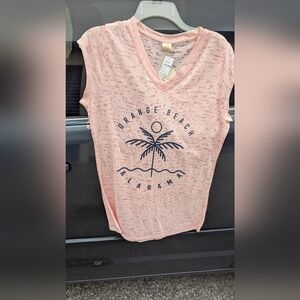Pink Graphic V-Neck Top